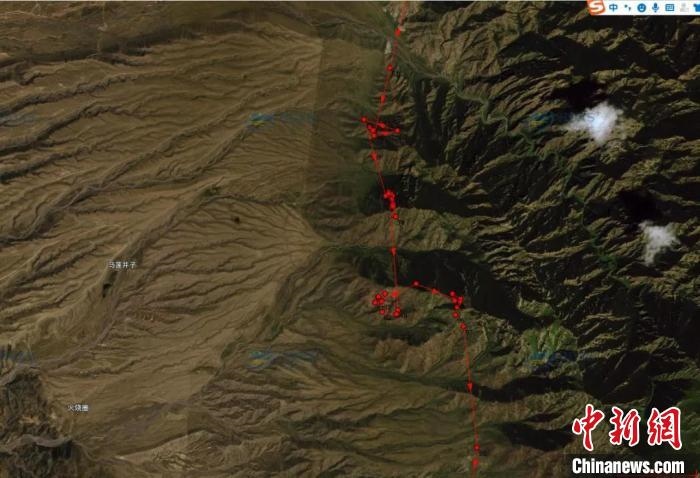 圖為雪豹故地重游來到放歸地的足跡?！?nèi)蒙古賀蘭山國家級自然保護(hù)區(qū)供圖