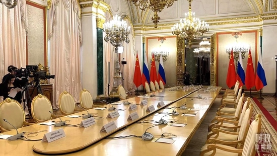 △習(xí)主席和普京總統(tǒng)舉行小范圍會談的會場。（總臺央視記者程鋮拍攝）
