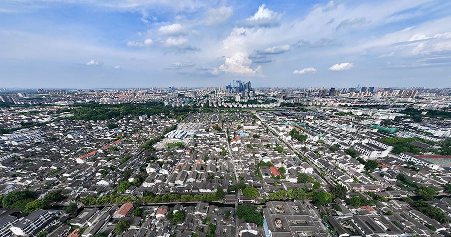 2023年7月3日拍攝的蘇州平江歷史文化街區(qū)（無人機照片）。新華社記者 李博 攝