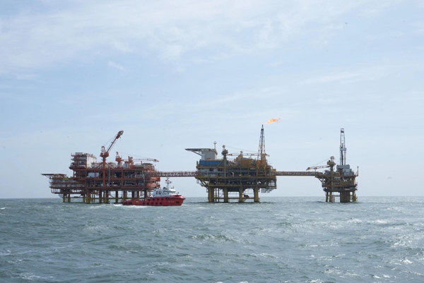 墾利6-1油田海上施工現(xiàn)場(chǎng)。受訪者供圖