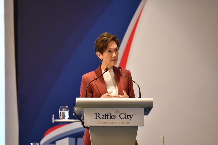 新加坡通訊及新聞部長兼內(nèi)政部第二部長楊莉明。新加坡南洋理工大學(xué)供圖