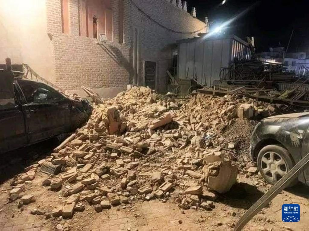 這是9月9日在摩洛哥南部城市馬拉喀什拍攝的震后景象。新華社發(fā)