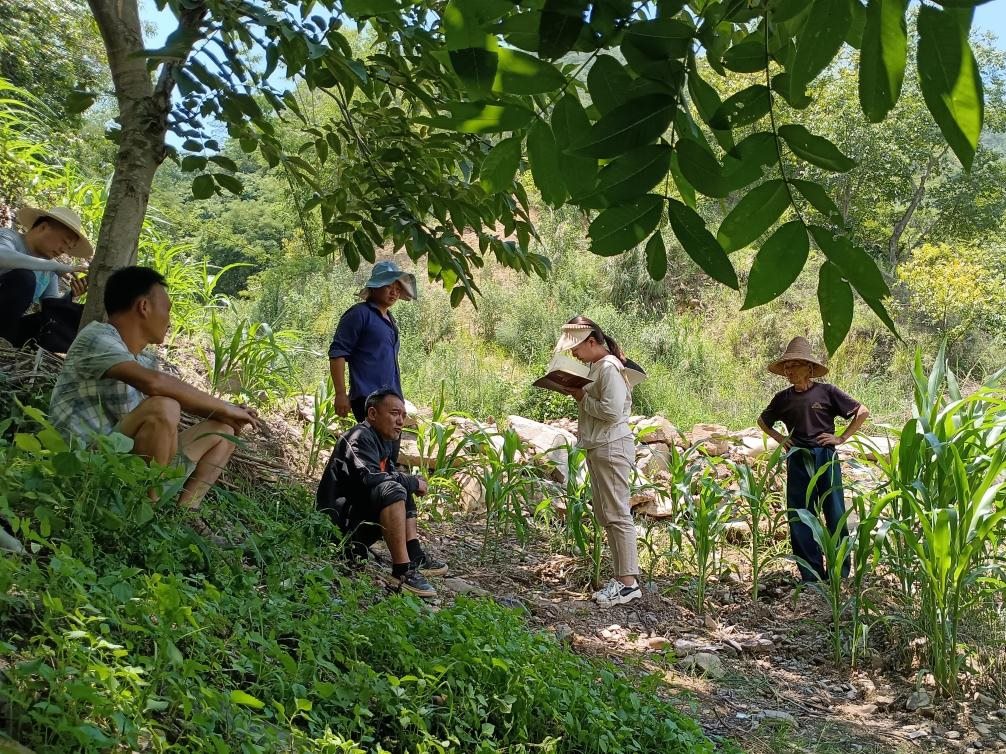 2023年7月18日，兩家村民發(fā)生土地方面的糾紛，李江女（右二）在記錄情況。受訪者供圖