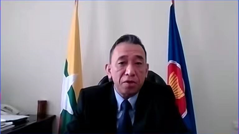 昂苗敏致辭。中國駐東盟使團(tuán)供圖