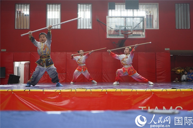 圖為開(kāi)幕式現(xiàn)場(chǎng)兒童武術(shù)表演。人民網(wǎng)記者 許放攝