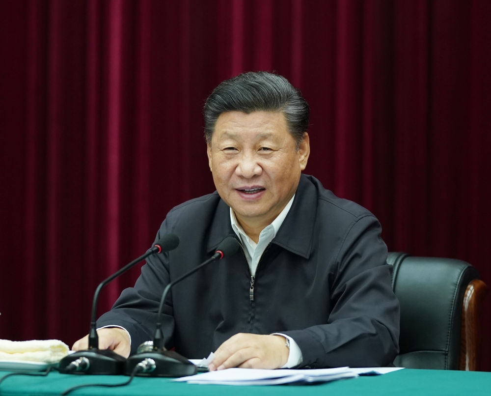 2019年9月18日上午，中共中央總書記、國家主席、中央軍委主席習(xí)近平在鄭州主持召開黃河流域生態(tài)保護(hù)和高質(zhì)量發(fā)展座談會并發(fā)表重要講話。新華社記者 謝環(huán)馳 攝