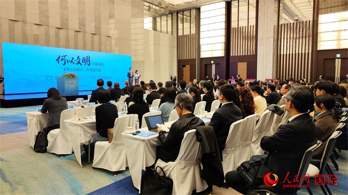 “何以文明”全球巡展?日本特展啟動儀式現(xiàn)場。人民網 蔣曉辰攝