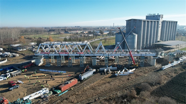 維爾巴斯特大橋鳥(niǎo)瞰。 匈塞鐵路中方聯(lián)營(yíng)體供圖