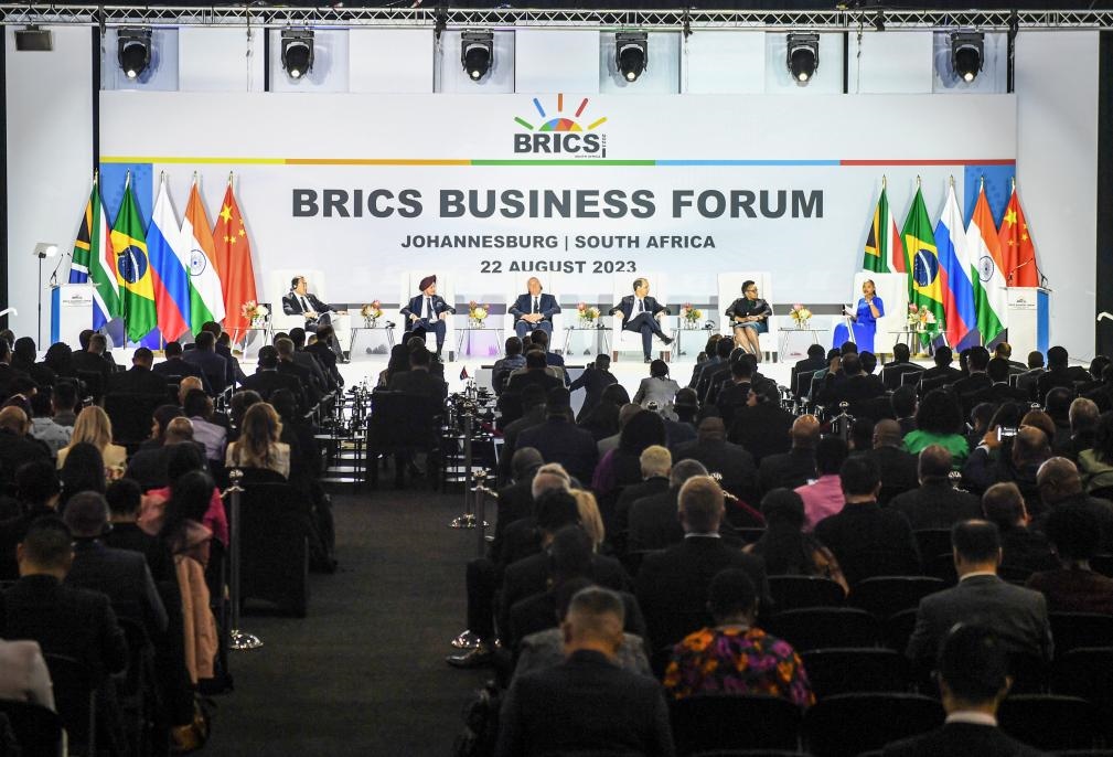 這是8月22日在南非約翰內斯堡拍攝的金磚國家工商論壇現(xiàn)場。新華社記者李亞輝攝