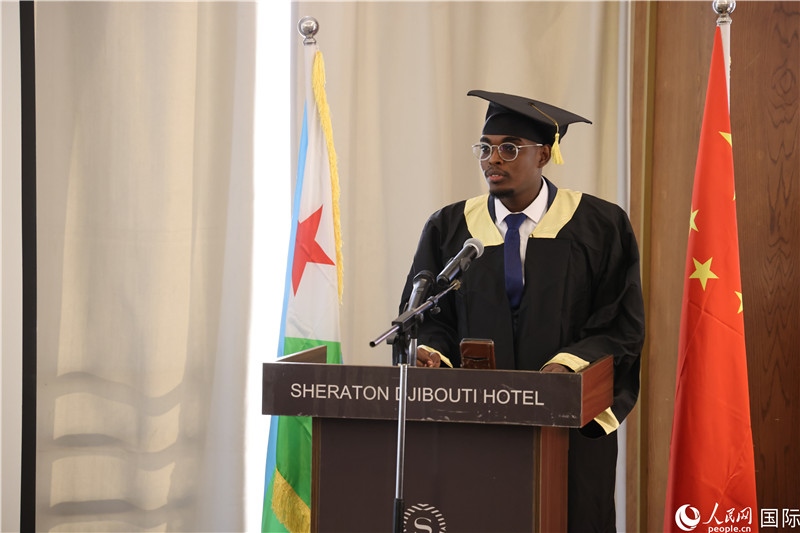 吉布提魯班工坊2023屆畢業(yè)生代表發(fā)言。人民網(wǎng)記者 張志文攝