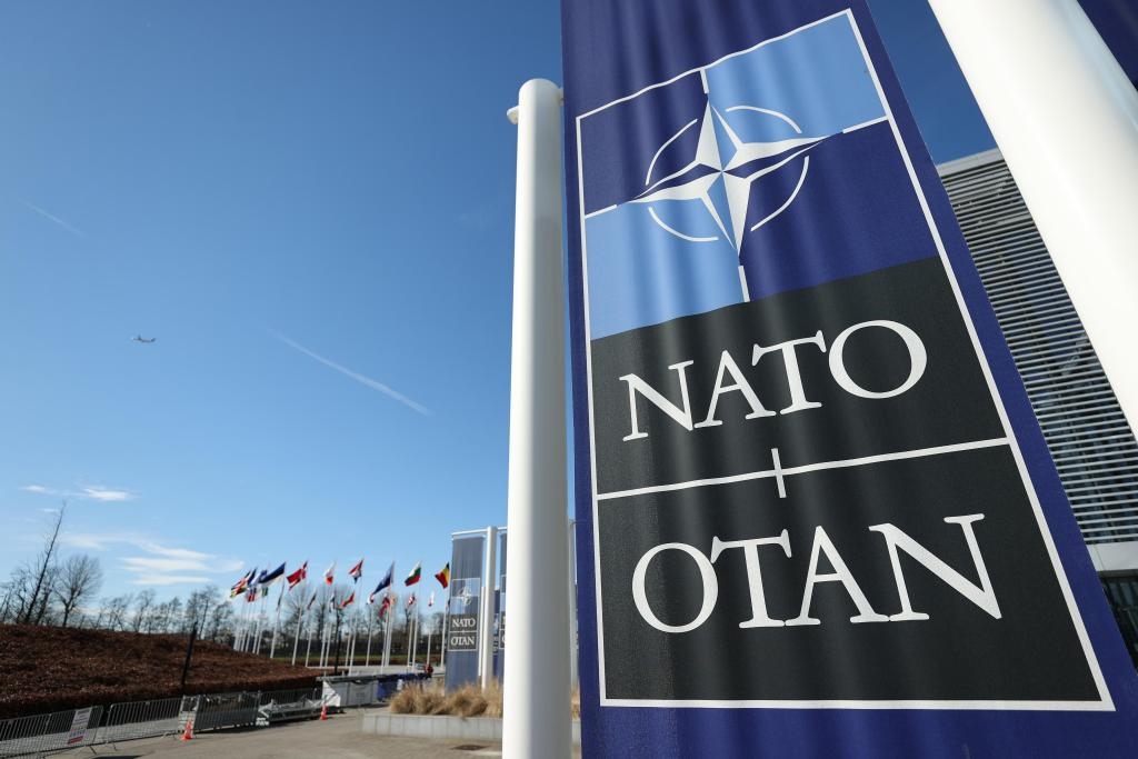 這是3月14日在比利時布魯塞爾拍攝的北約總部一角。新華社記者趙丁喆攝