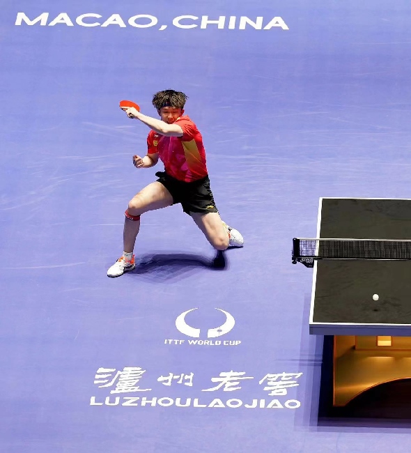 王楚欽在比賽中。賽事方供圖