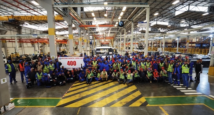 一汽南非庫哈工廠單月產(chǎn)量破400輛。圖片來源：一汽解放