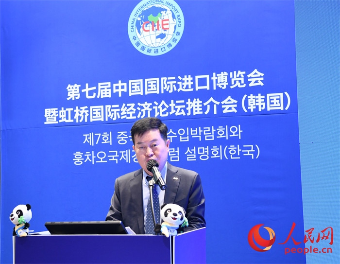 韓國貿(mào)易協(xié)會專務(wù)理事金高鉉發(fā)言。 人民網(wǎng) 程安康攝