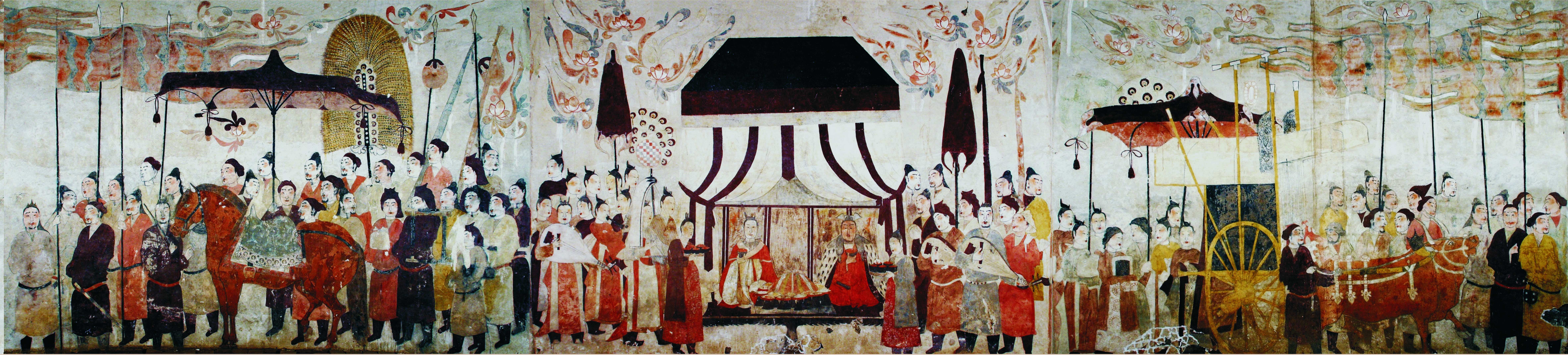 這是徐顯秀墓室壁畫展開圖。太原北齊壁畫博物館供圖