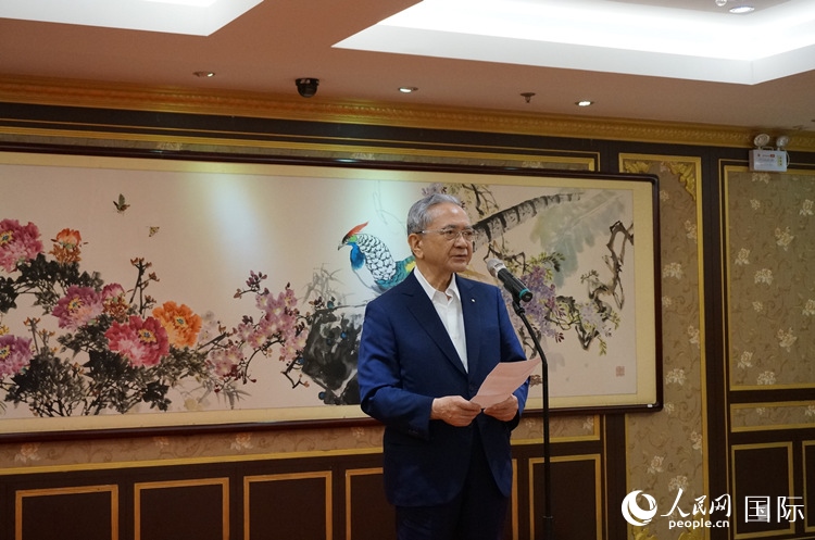 創(chuàng)價(jià)學(xué)會(huì)會(huì)長(zhǎng)原田稔致辭。