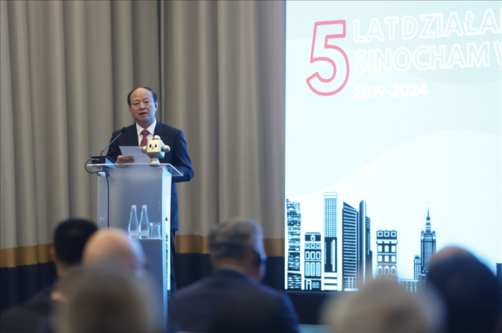 中國(guó)貿(mào)促會(huì)副會(huì)長(zhǎng)陳建安致辭。中國(guó)貿(mào)促會(huì)駐波蘭代表處供圖