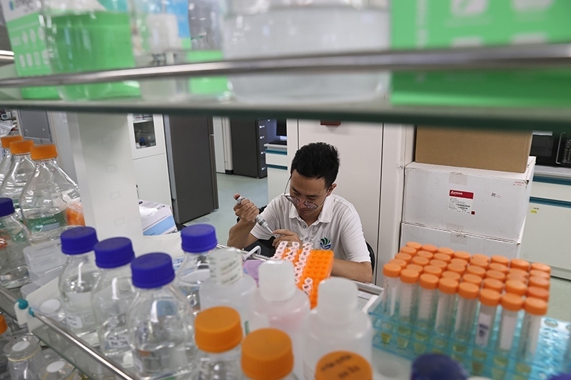 在三亞崖州灣科技城，一名青年科技工作者正在進(jìn)行科研工作。