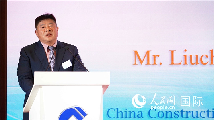 中國(guó)建設(shè)銀行國(guó)際部副總經(jīng)理岳留昌發(fā)言。 人民網(wǎng) 張茜 攝