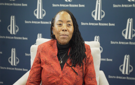 南非儲(chǔ)備銀行副行長(zhǎng)、審慎監(jiān)管局首席執(zhí)行官芬迪?查齊巴納視頻發(fā)言。（中國(guó)建設(shè)銀行約翰內(nèi)斯堡分行供圖）