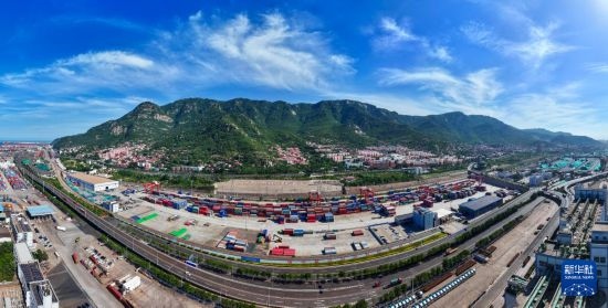 這是6月26日拍攝的中哈連云港物流合作基地（無人機照片）。新華社記者 季春鵬 攝