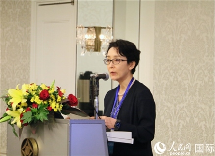 日本貿(mào)易振興機(jī)構(gòu)（JETRO）企劃部海外地區(qū)戰(zhàn)略主管日向裕彌致辭。人民網(wǎng) 許可攝
