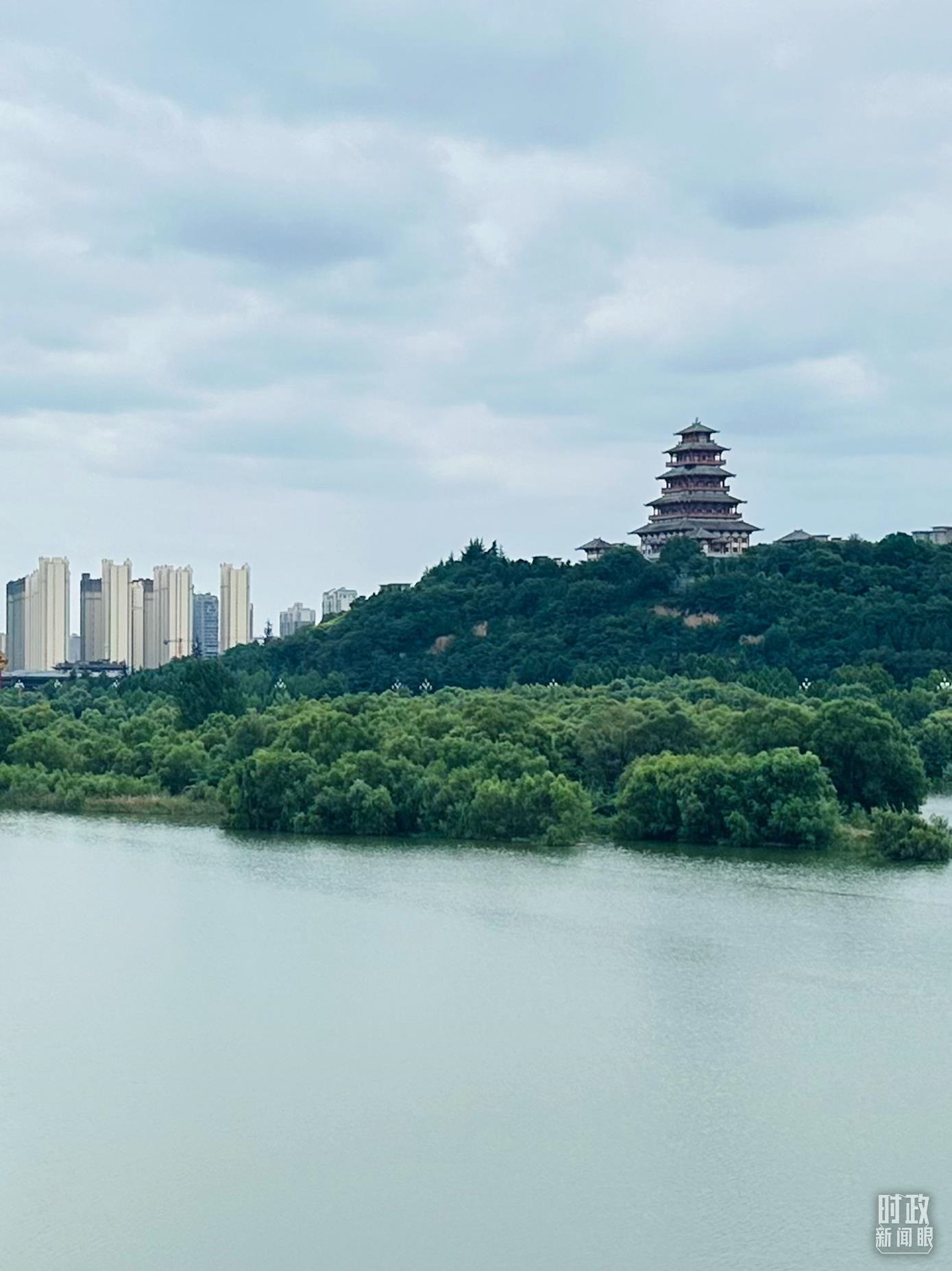 △渭河寶雞段長224公里，目前建成17處渭河灘區(qū)生態(tài)涵養(yǎng)區(qū)。（總臺(tái)央視記者范一鳴拍攝）