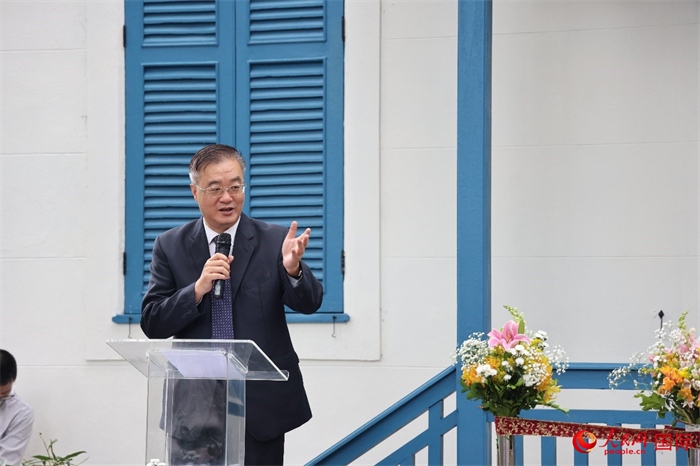 中國駐巴西大使祝青橋在開園儀式上發(fā)表致辭。人民網(wǎng)記者 張志文攝