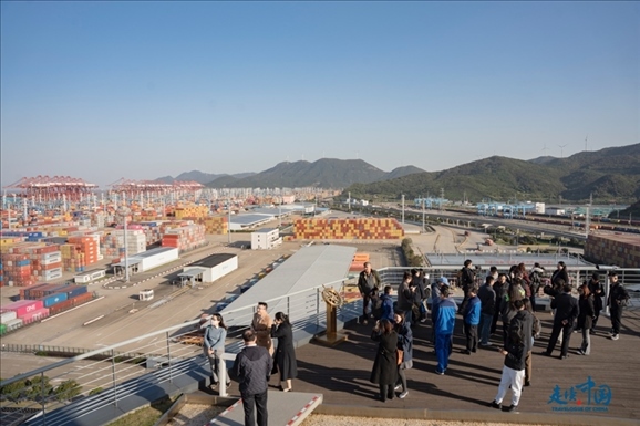 媒體團走進寧波舟山港北侖港區(qū)。環(huán)球網供圖