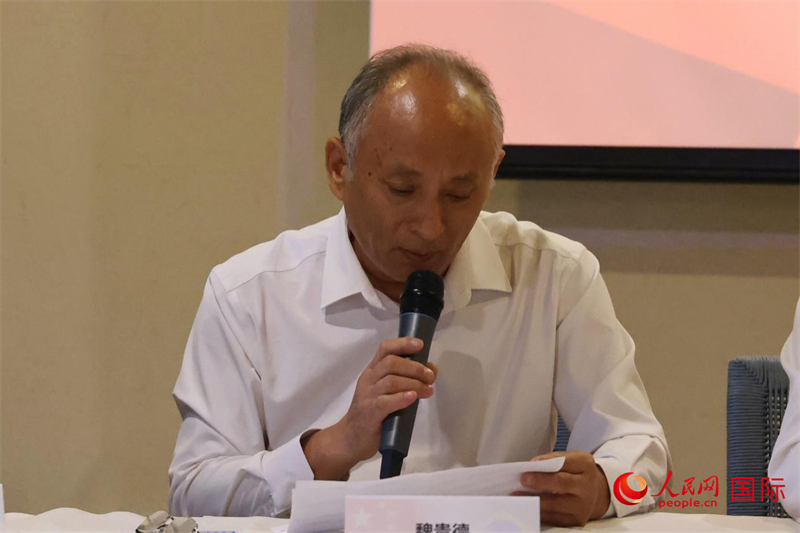 巴西中國安徽商會會長魏貴德在座談會上致辭。人民網(wǎng)記者 陳海琪攝