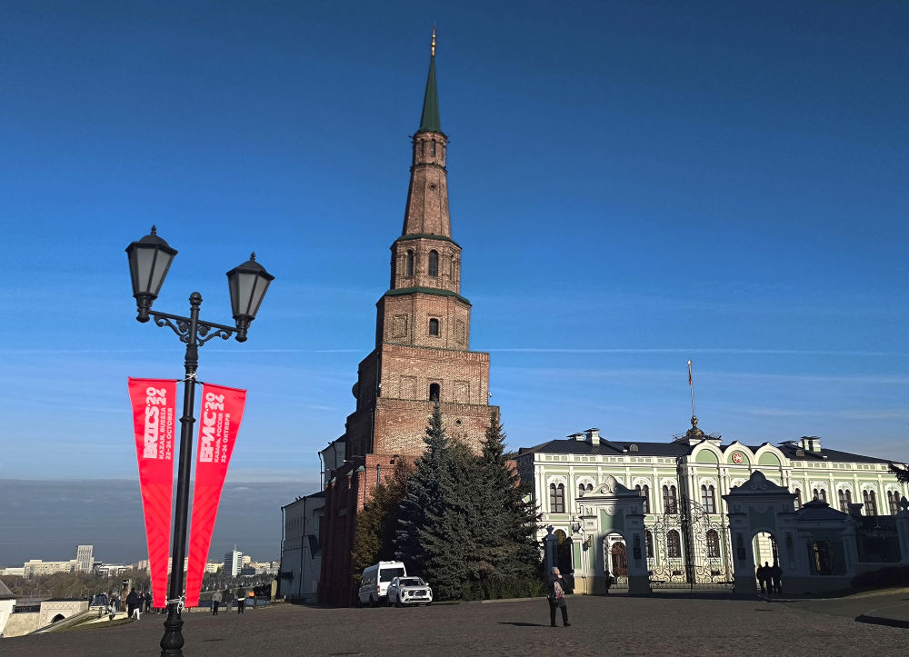 這是2024年10月20日拍攝的俄羅斯喀山克里姆林宮一景。新華社記者 丁海濤 攝