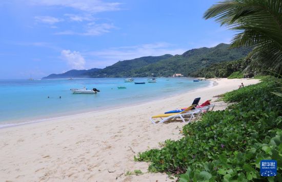3月19日，游客在塞舌爾馬埃島海邊休閑。新華社記者 董江輝 攝