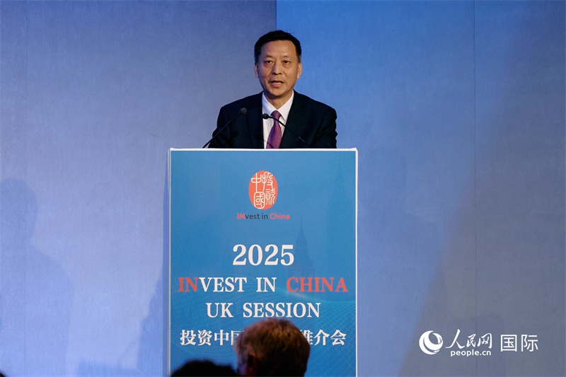 中國(guó)駐英國(guó)大使館經(jīng)濟(jì)商務(wù)公使余本林發(fā)表致辭。楊浩鵬攝